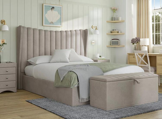 Easterly Furniture Wingback curvy panel bed Gaslift Ottoman Bed Frame