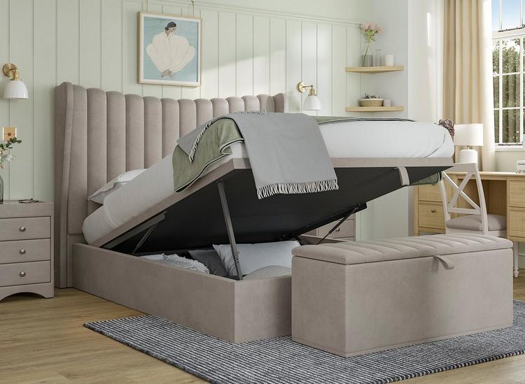 Easterly Furniture Wingback curvy panel bed Gaslift Ottoman Bed Frame Easterly Furniture Wingback curvy panel bed Gaslift Ottoman Bed Frame