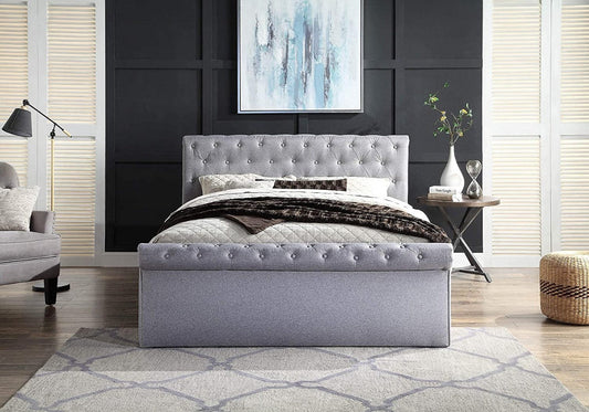 Luxury Sleigh Bed Frame | Headboard Stranded Hight 48''