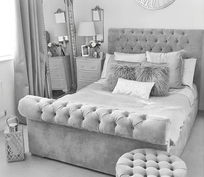 Luxury Sleigh Bed Frame | Headboard Stranded Hight 48''