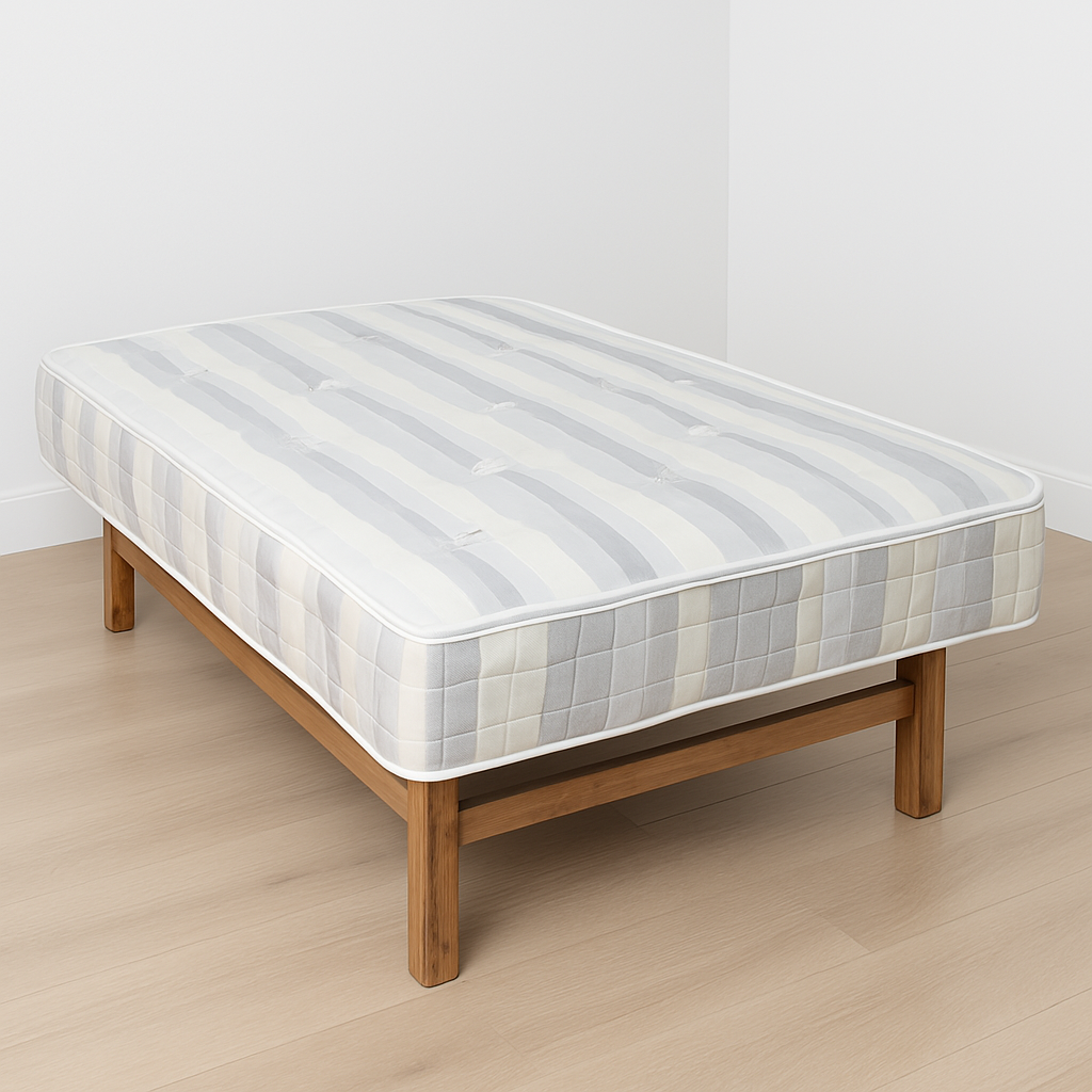 Special super firm mattress. 12.5 gage coil with butterflies on the side, compressed foam layer and polyester on the top.