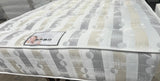 Special super firm mattress. 12.5 gage coil with butterflies on the side, compressed foam layer and polyester on the top.